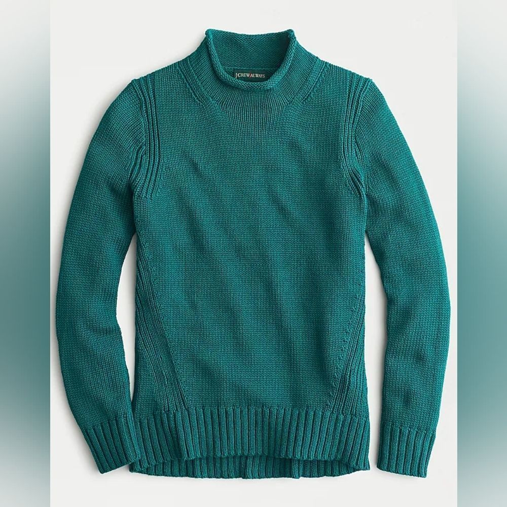 J. Crew Green Always 1988 Roll Neck Pullover Sweater, sz S EUC